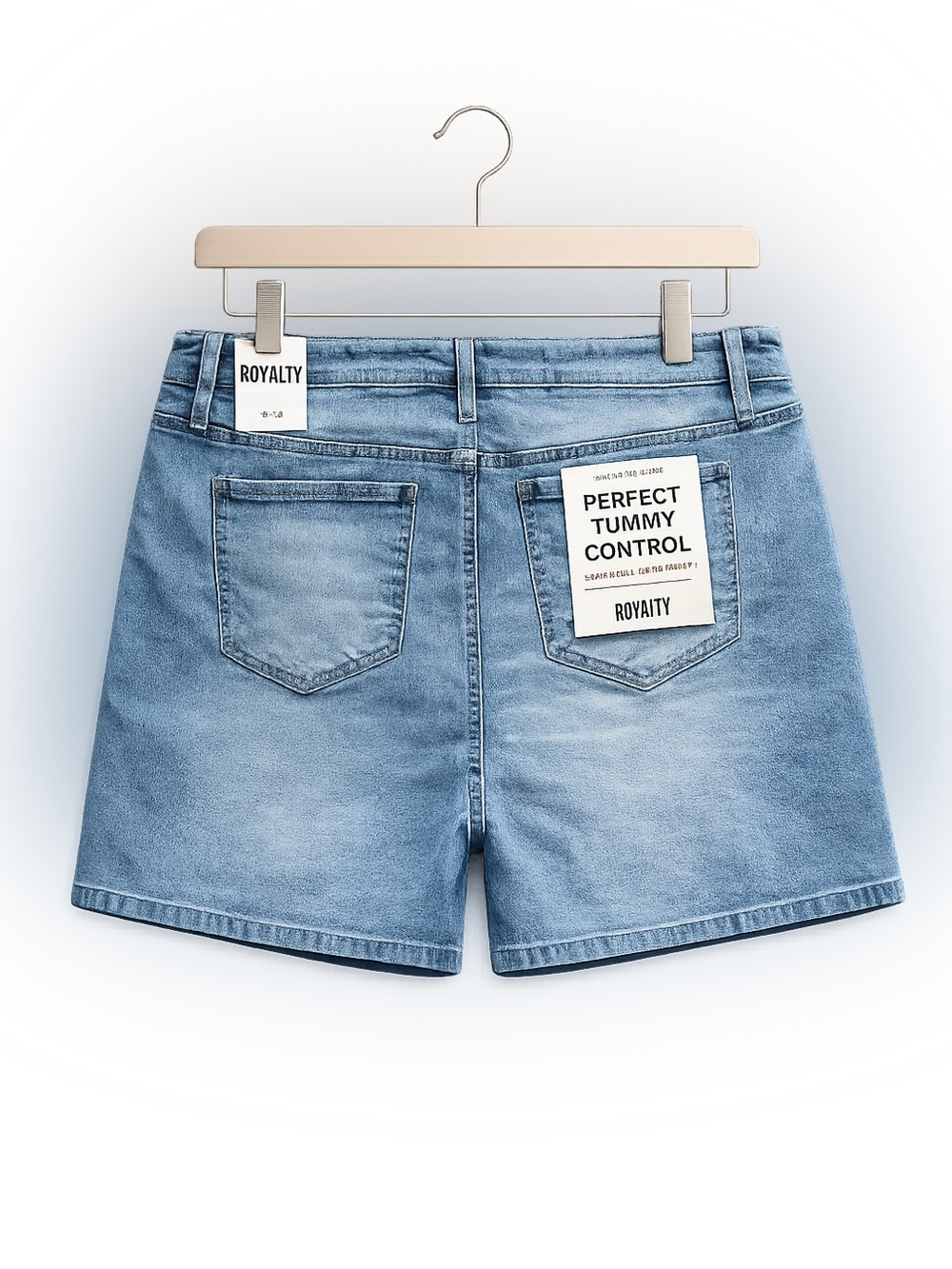 Royalty for Me Size 14W Tummy Control Stretch Denim Shorts NWT - Picture 5 of 13